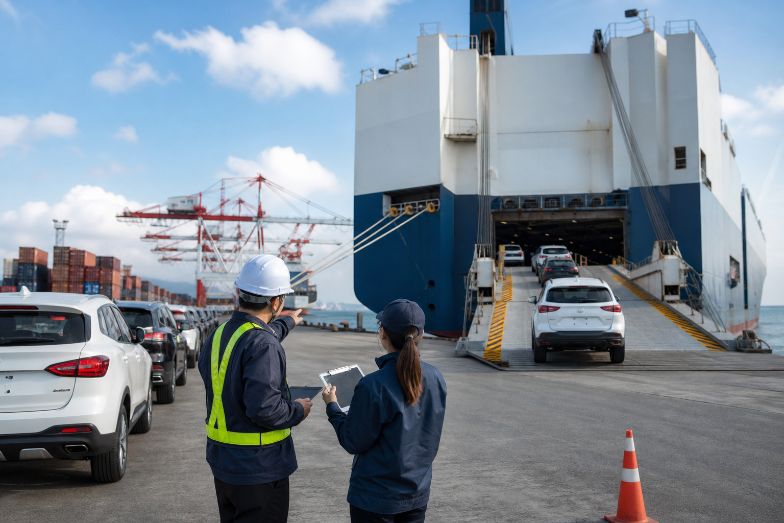 Vehicle shipping coordination at a port